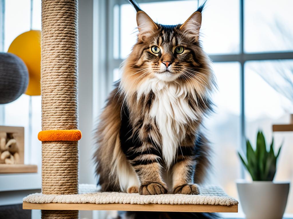 Maine Coon Cat Scratching Post Image