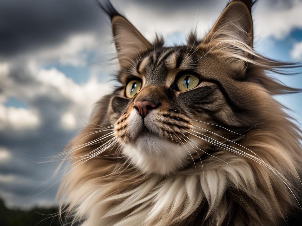 Maine Coon cat flying
