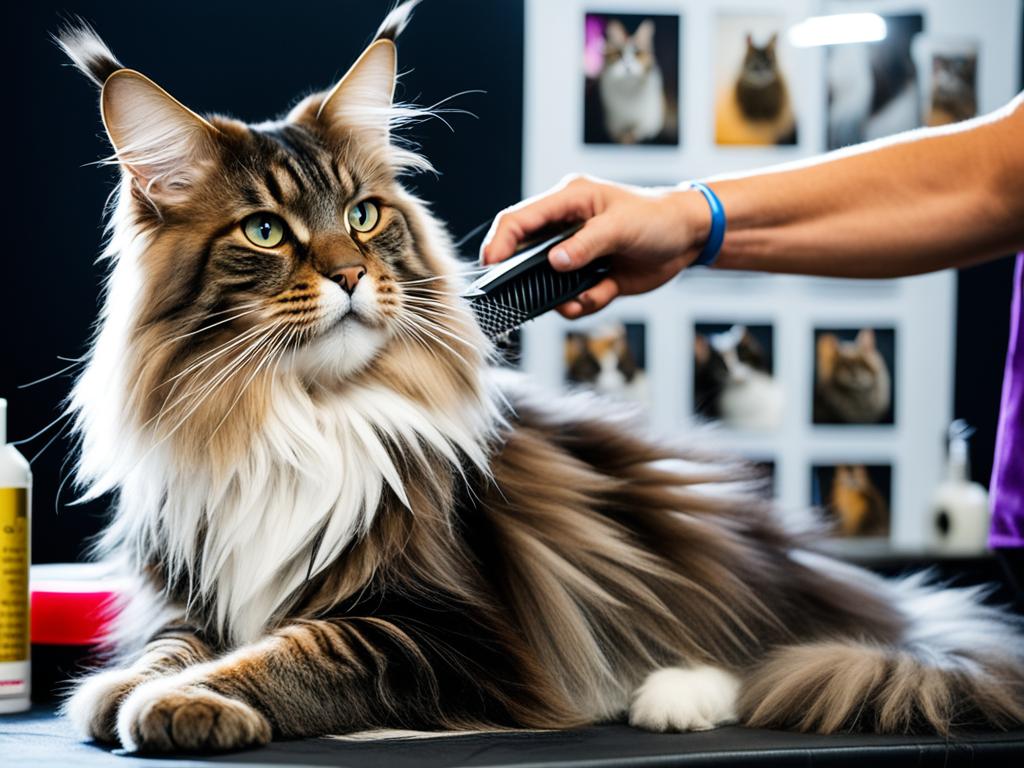 Maine Coon cat grooming