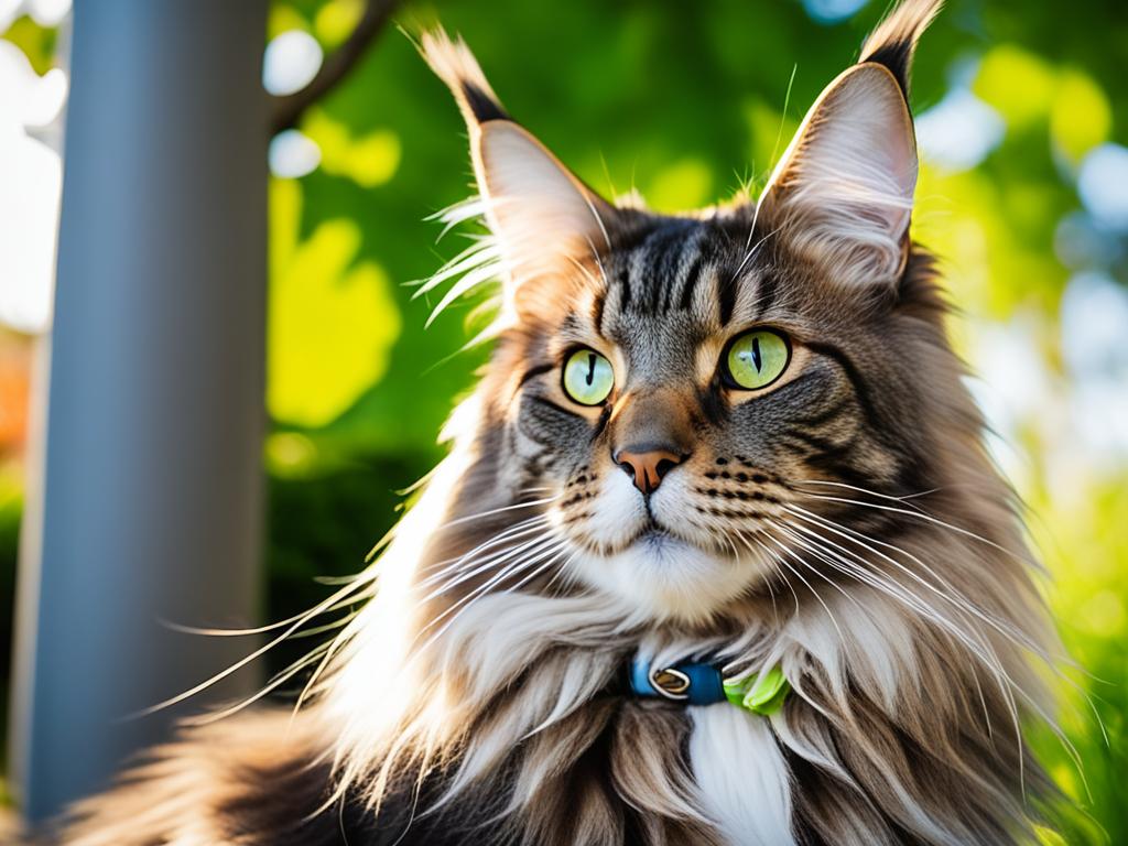 Maine Coon cat outdoor training