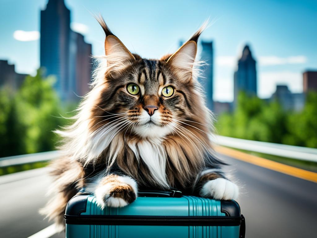 Maine Coon cat traveling