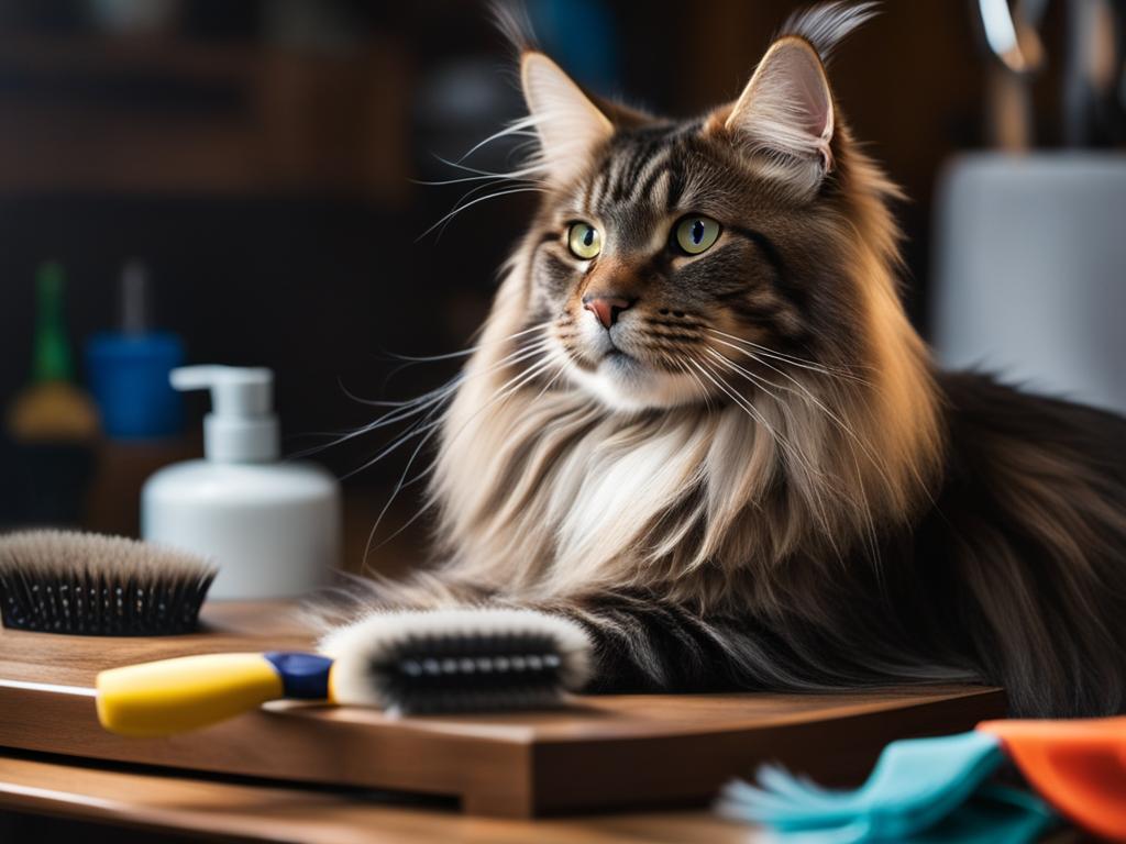 grooming Maine Coon cats