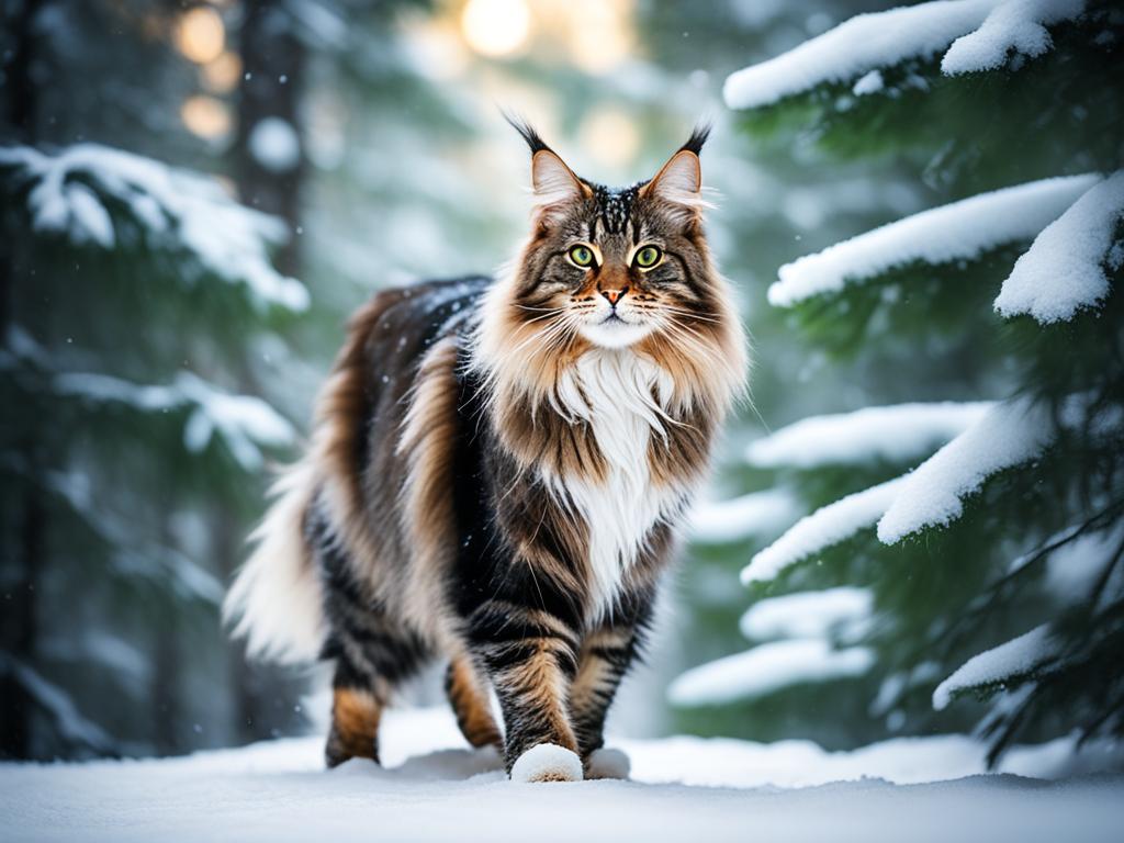 protecting Maine Coon cat's paws in winter