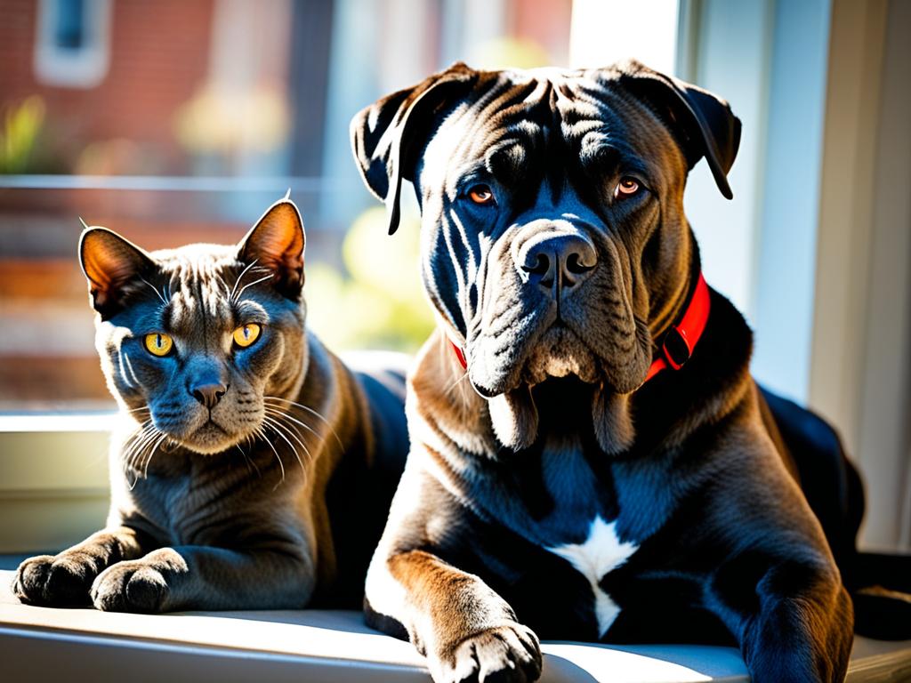 Cane Corso bonding with household pets