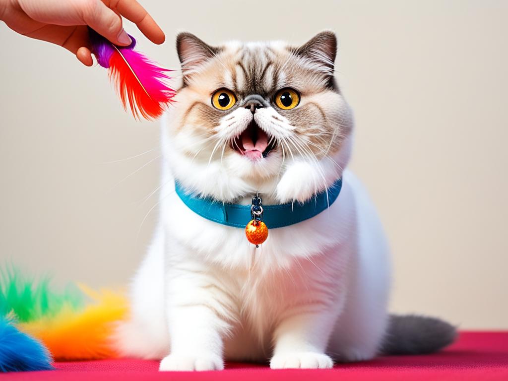 Exotic Shorthair cat playing with a toy